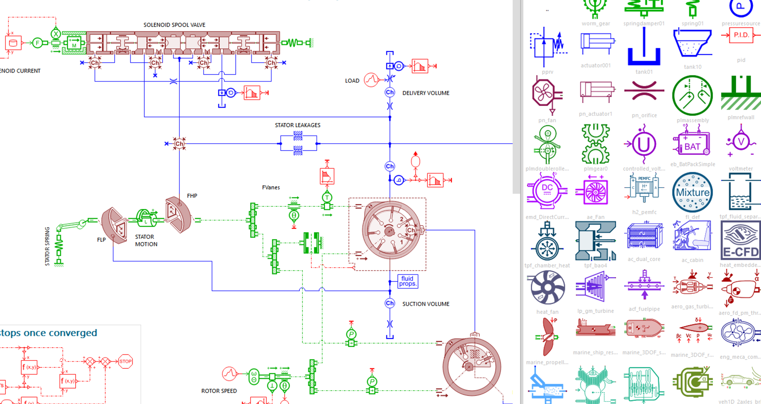 Image of Amesim UI working on complex calculations.
