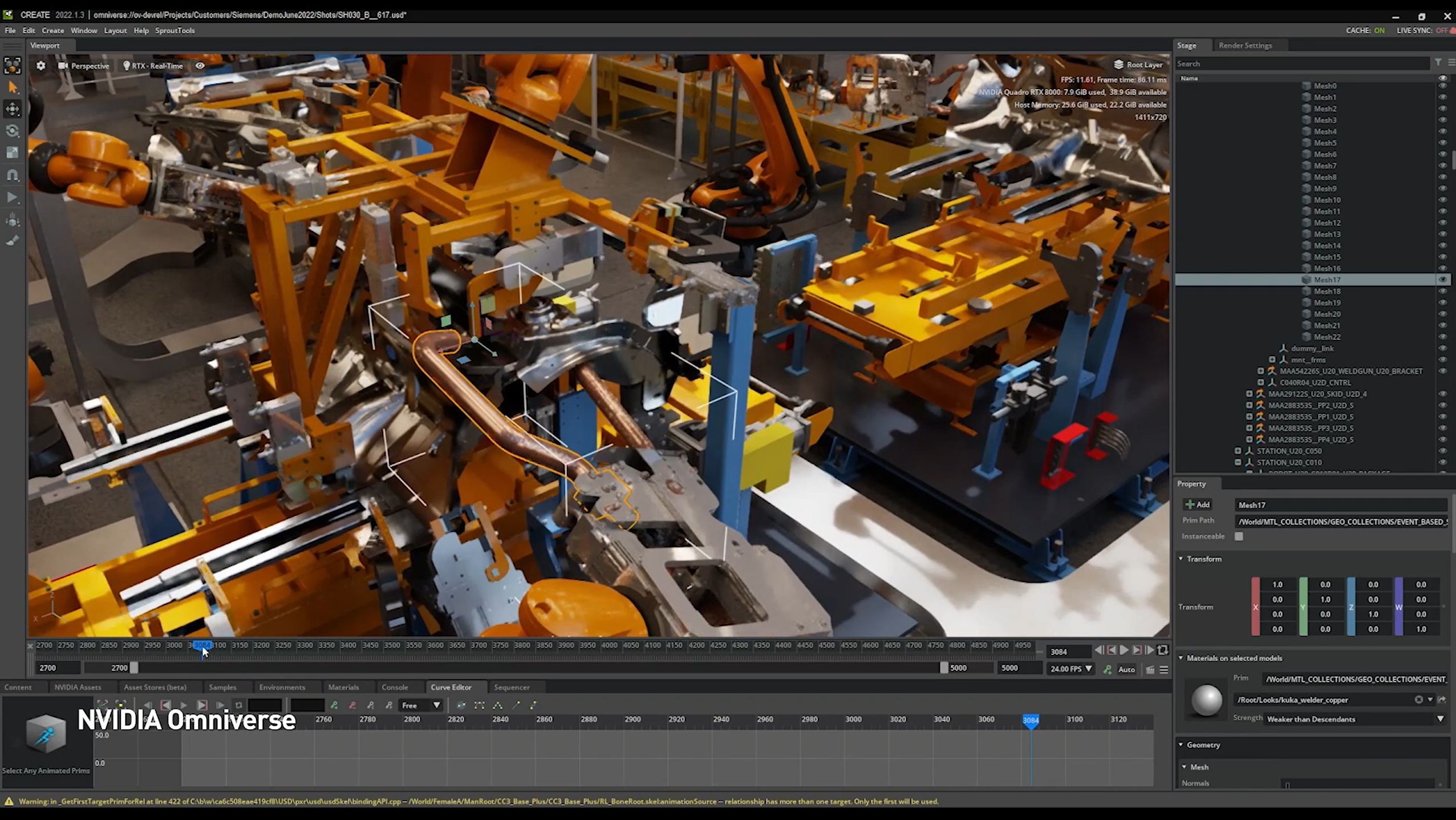 Image of a production line simulated in Omniverse