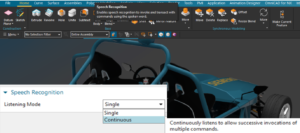 Speech recognition in nx tooling